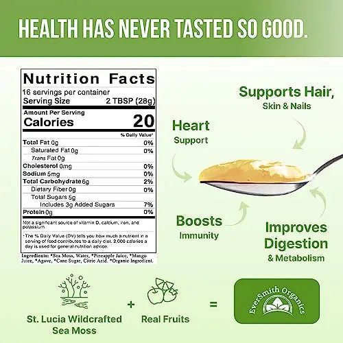 EverSmith Organics - Wildcrafted Irish Sea Moss Gel | Made in USA | Rich in Vitamins - TrustMedUSA