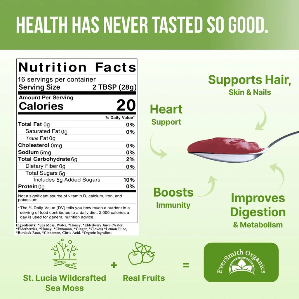 EverSmith Organics - Wildcrafted Irish Sea Moss Gel | Made in USA | Rich in Vitamins - TrustMedUSA