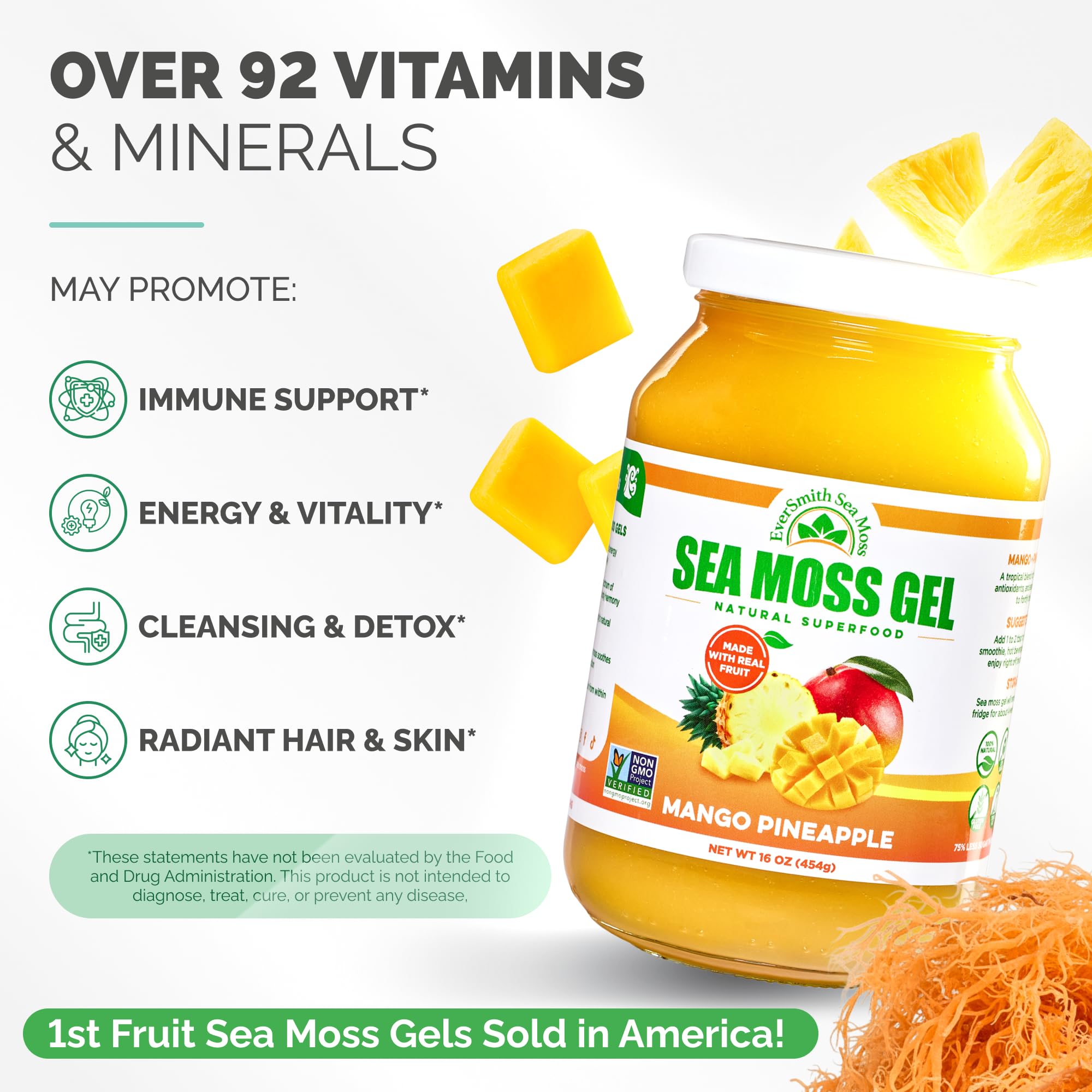 EverSmith Organics - Wildcrafted Irish Sea Moss Gel | Made in USA | Rich in Vitamins & Minerals | Sea Moss Gel Raw - TrustMedUSA