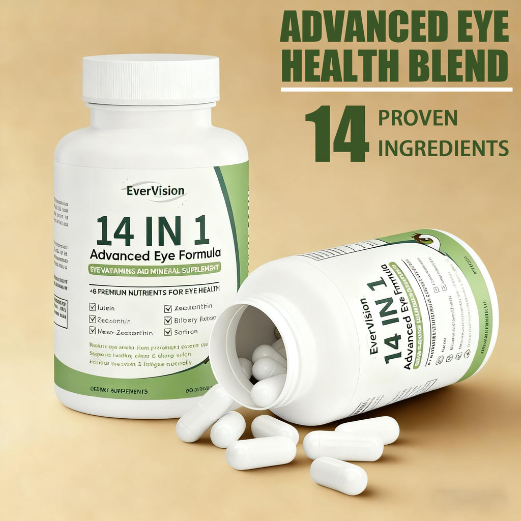 EVERVISION 14 in 1 Advanced Eye Formula, Eye Vitamin and Mineral Supplement with Zinc, Lutein, Zeaxanthin & Bilberry Extract, 60ct - TrustMedUSA