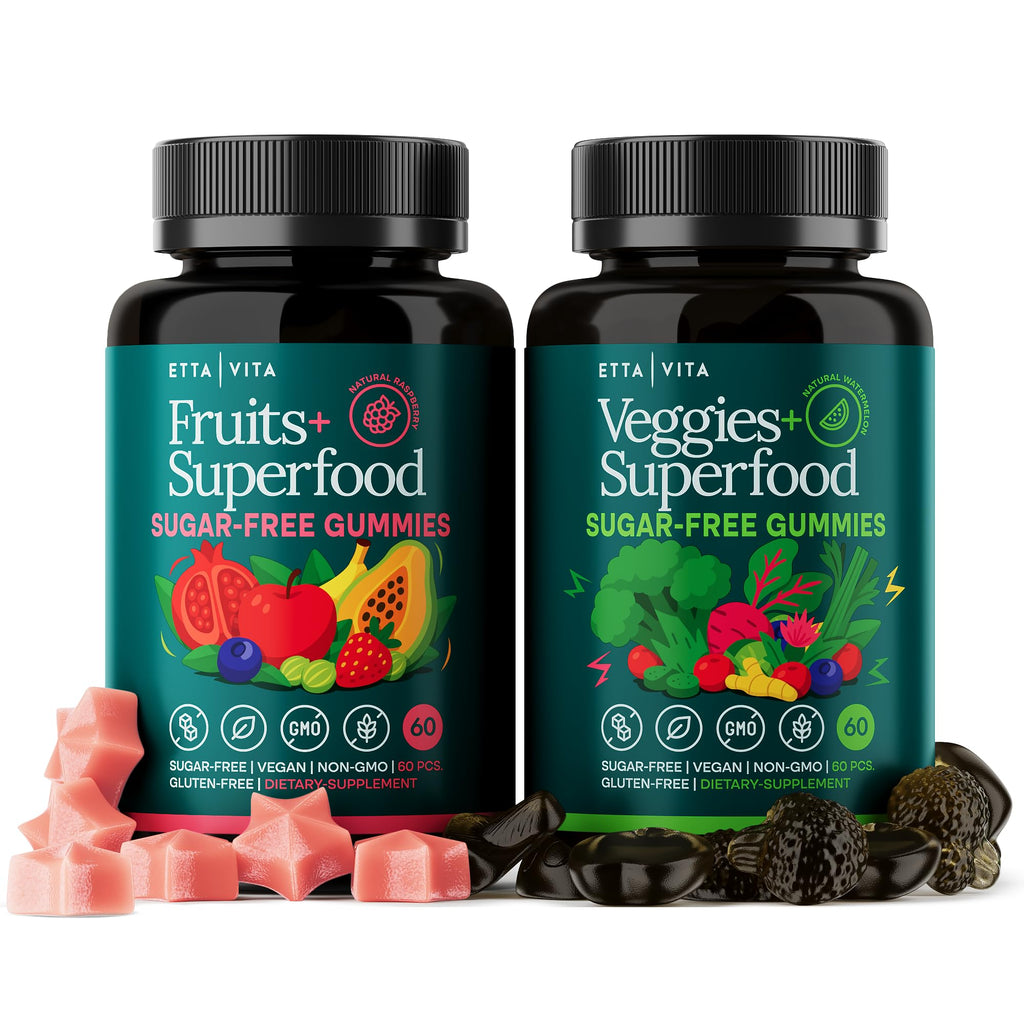 Everyday Debloat & Detox Sugar-Free Fruits and Veggies Gummies - Energy Support with Superfood Fruit and VegetableSupplement (120 Chews) Cruelty-Free, Vegan, Gluten-Free, Fruit and Vegetable Vitamin - TrustMedUSA