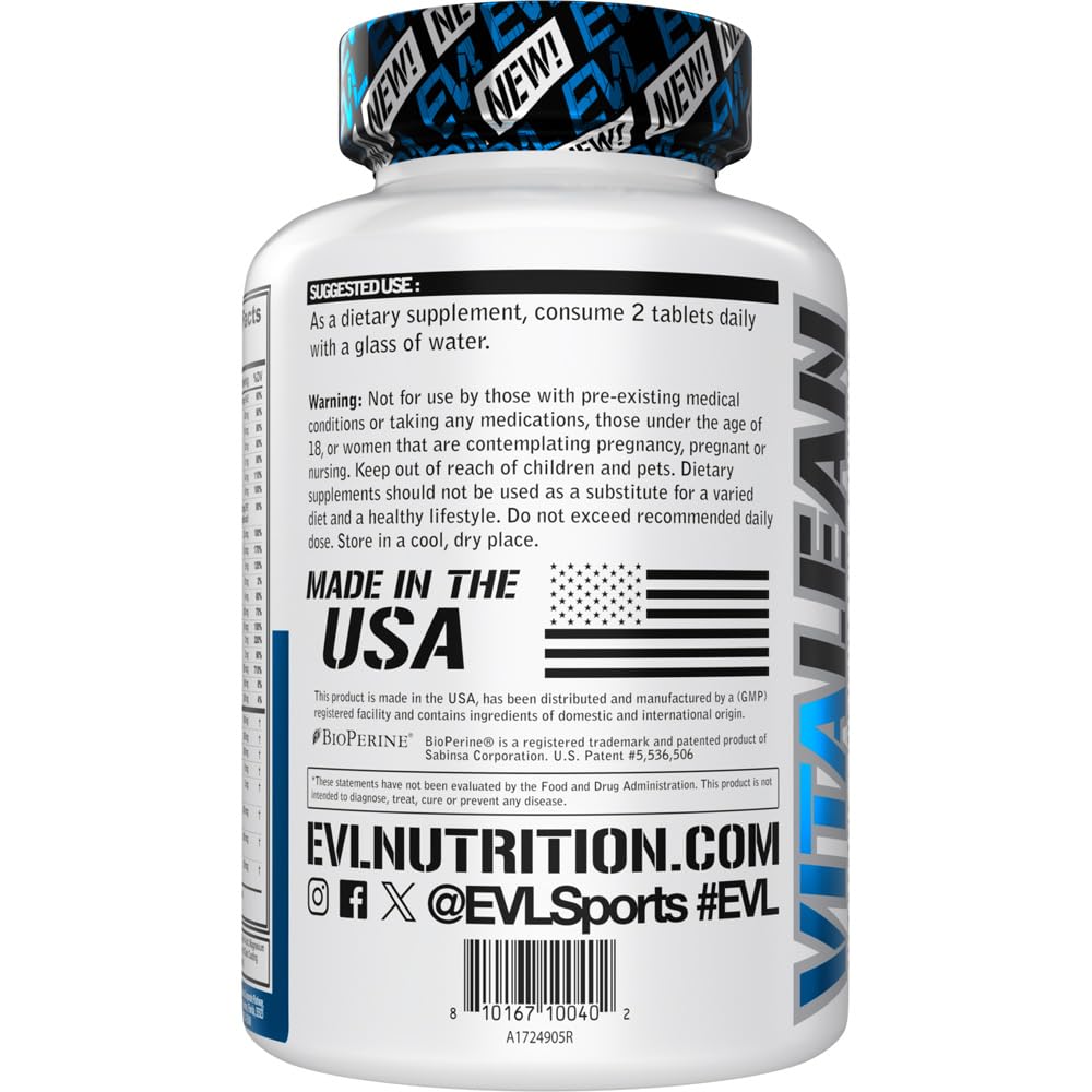 Evlution Nutrition VitaLean - Vitamins + Weight Loss Support - Key Vitamin + Core Antioxidant Support - Daily Nutrient & Weight Management Support - Bone, Eye & Immune Support - 45 Servings - TrustMedUSA