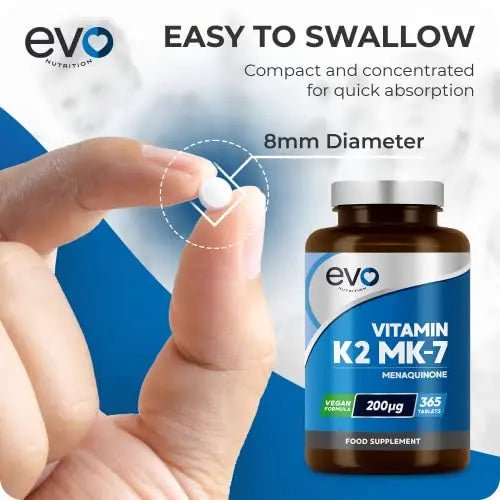 EVO NUTRITION Vitamin K2 MK-7 200mcg | 365 Vegetarian and Vegan Tablets - TrustMedUSA