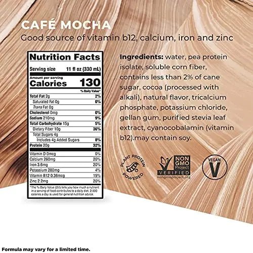 Evolve Plant Based Protein Shake, Café Mocha, 20g Vegan Protein, Dairy Free, No Artificial - TrustMedUSA