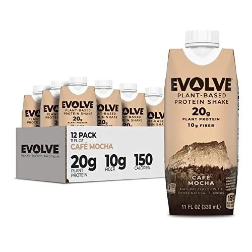 Evolve Plant Based Protein Shake, Café Mocha, 20g Vegan Protein, Dairy Free, No Artificial - TrustMedUSA