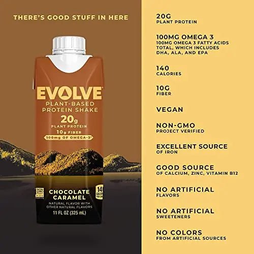 Evolve Plant Based Protein Shake, Chocolate Caramel, 20g Vegan Protein, Dairy Free - TrustMedUSA