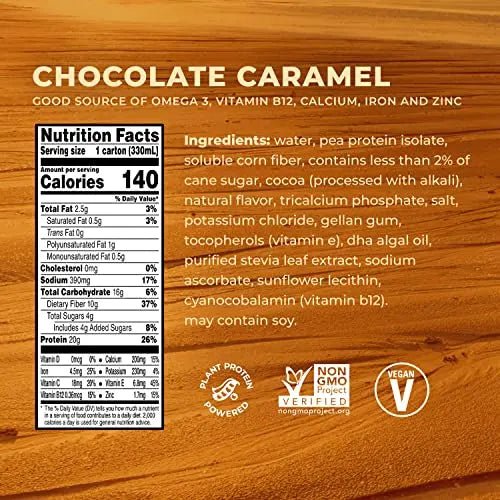Evolve Plant Based Protein Shake, Chocolate Caramel, 20g Vegan Protein, Dairy Free - TrustMedUSA
