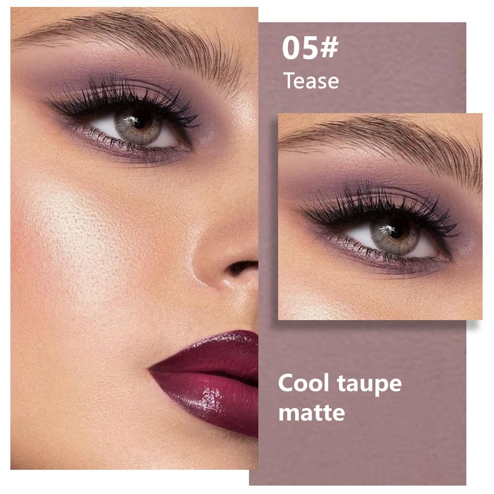 evpct Mauve Taupe Plum Matte Single Eye Shadow Palette Makeup for Older Women, Plum Lavender Purple Natural Cream Eyeshadow Palette for Green Eyes, High Pigment Mini Monochrome Eyeshadow - TrustMedUSA