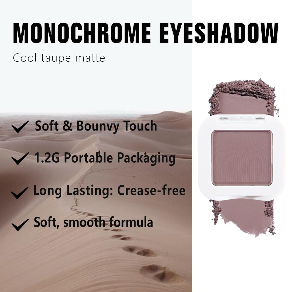 evpct Mauve Taupe Plum Matte Single Eye Shadow Palette Makeup for Older Women, Plum Lavender Purple Natural Cream Eyeshadow Palette for Green Eyes, High Pigment Mini Monochrome Eyeshadow - TrustMedUSA