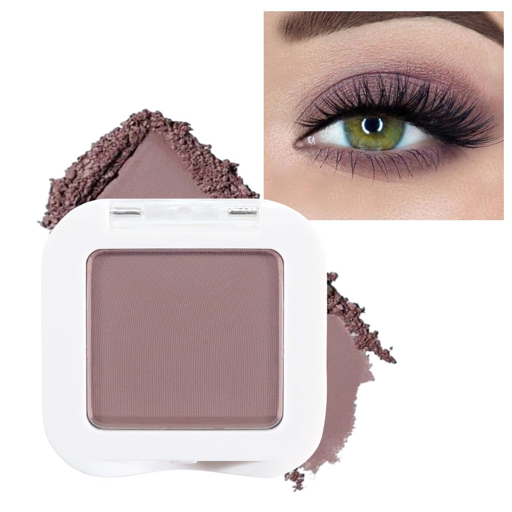 evpct Mauve Taupe Plum Matte Single Eye Shadow Palette Makeup for Older Women, Plum Lavender Purple Natural Cream Eyeshadow Palette for Green Eyes, High Pigment Mini Monochrome Eyeshadow - TrustMedUSA