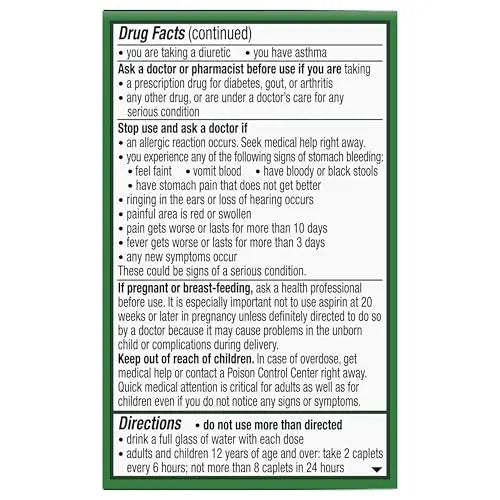 Excedrin Extra Strength Caplets for Headache Pain Relief, Acetaminophen 250mg, Aspirin 250mg, Caffeine 65mg, Pain Reliever, 24 count - TrustMedUSA