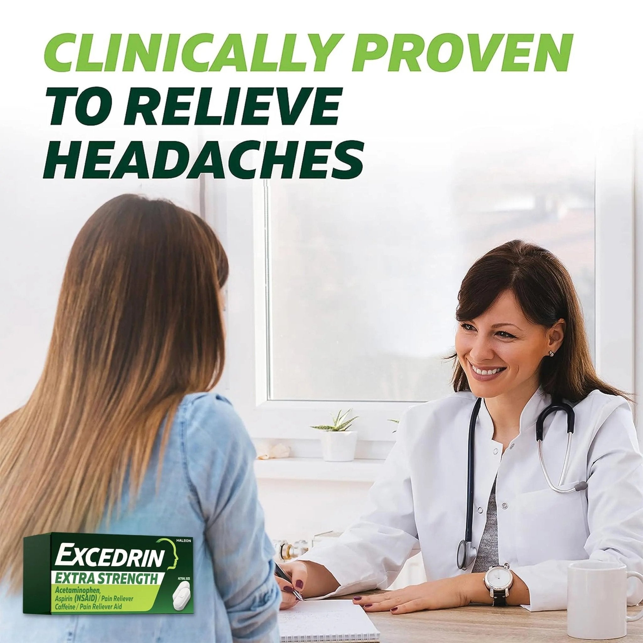 Excedrin Extra Strength Caplets for Headache Pain Relief, Acetaminophen 250mg, Aspirin 250mg, Caffeine 65mg, Pain Reliever, 24 count - TrustMedUSA