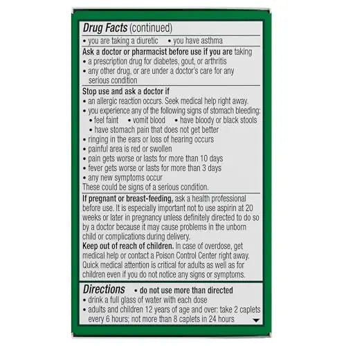 Excedrin Extra Strength Caplets for Headache Pain Relief, Acetaminophen 250mg, Aspirin 250mg, Caffeine 65mg, Pain Reliever, 24 count - TrustMedUSA