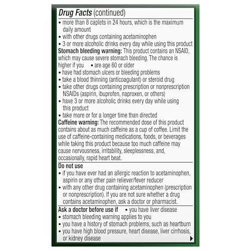 Excedrin Extra Strength Caplets for Headache Pain Relief, Acetaminophen 250mg, Aspirin 250mg, Caffeine 65mg, Pain Reliever, 24 count - TrustMedUSA