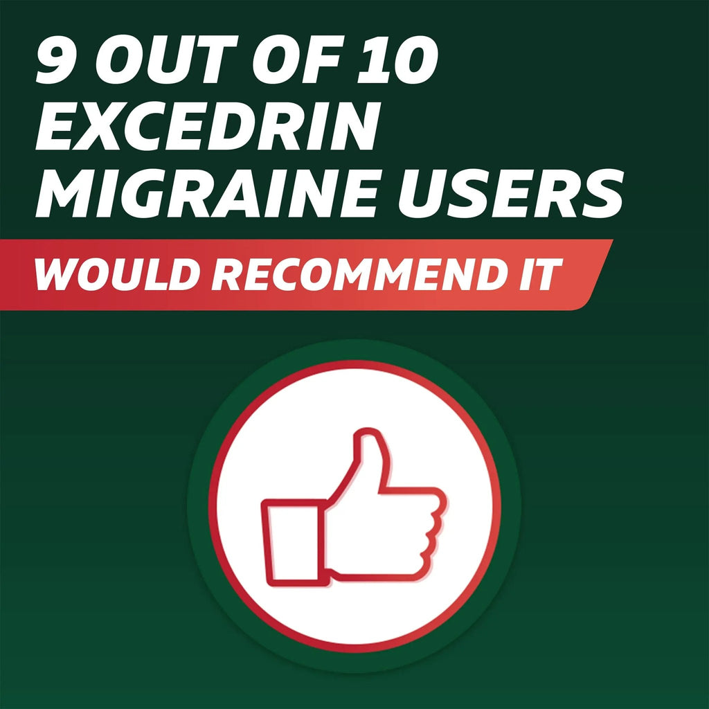 Excedrin Migraine Relief Caplets for Migraine Symptoms, Acetaminophen 250mg, Aspirin 250mg, Caffeine 65mg, Pain Reliever, 100 Count - TrustMedUSA