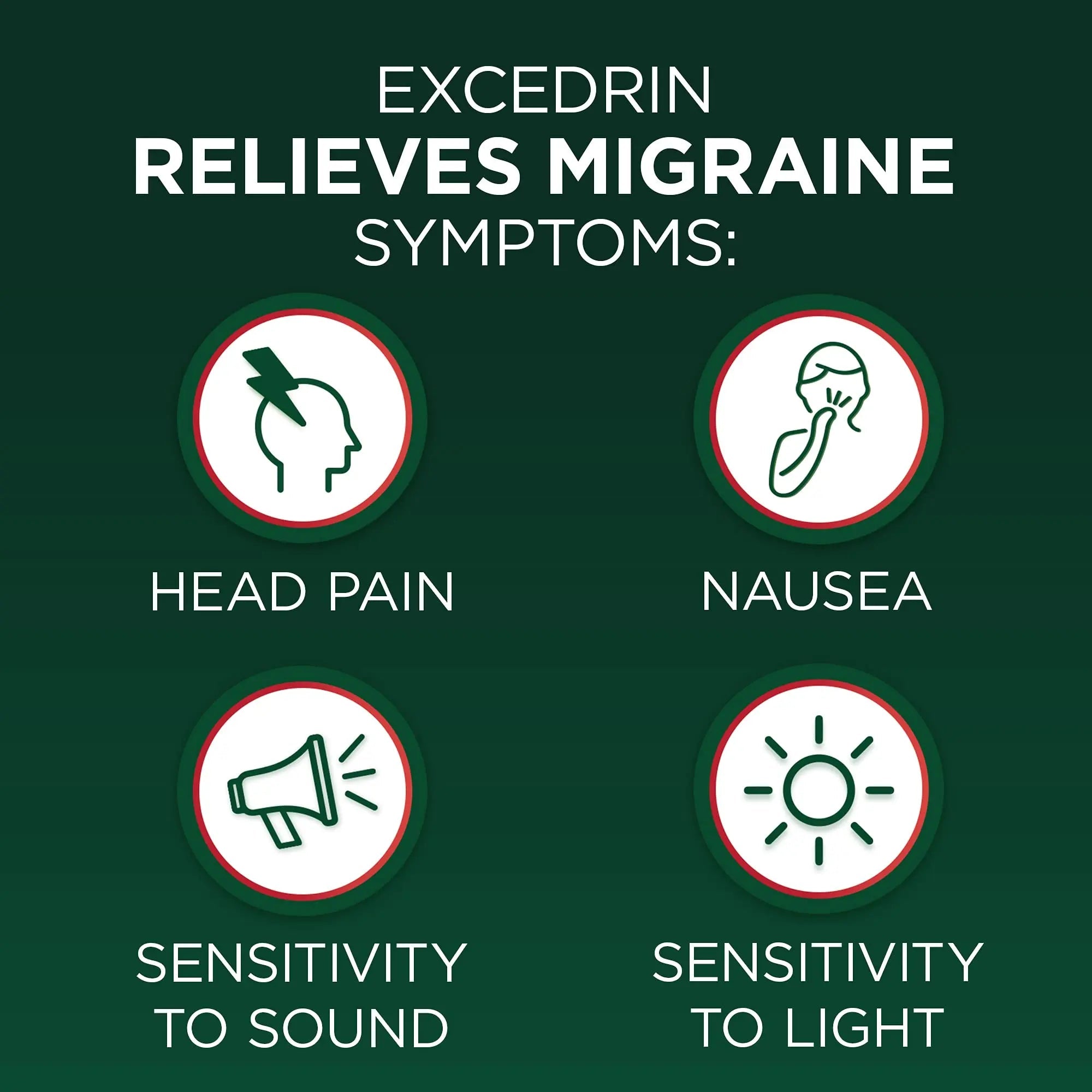 Excedrin Migraine Relief Caplets for Migraine Symptoms, Acetaminophen 250mg, Aspirin 250mg, Caffeine 65mg, Pain Reliever, 100 Count - TrustMedUSA