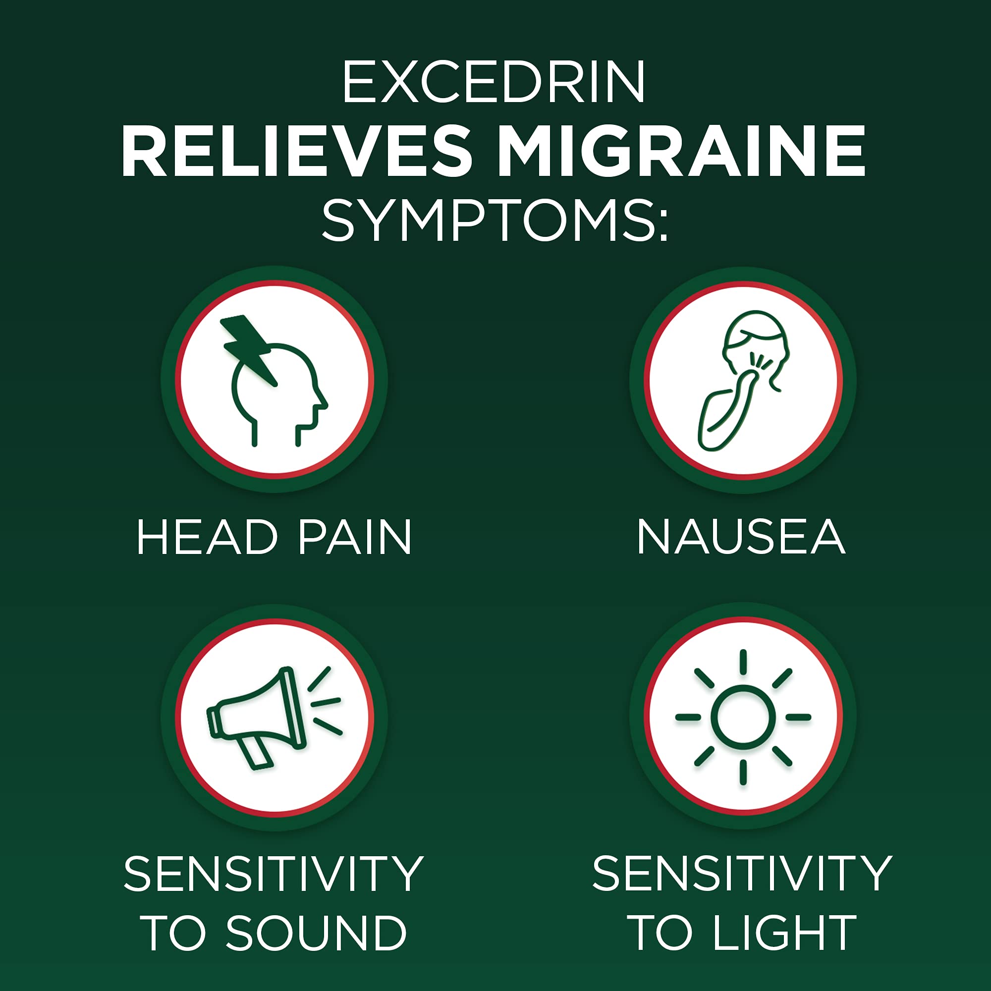 Excedrin Migraine Relief Caplets for Migraine Symptoms, Acetaminophen 250mg, Aspirin 250mg, Caffeine 65mg, Pain Reliever, 24 Count - Maple Wellness Supplements