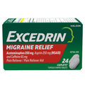 Excedrin Migraine Relief Caplets for Migraine Symptoms, Acetaminophen 250mg, Aspirin 250mg, Caffeine 65mg, Pain Reliever, 24 Count - TrustMedUSA