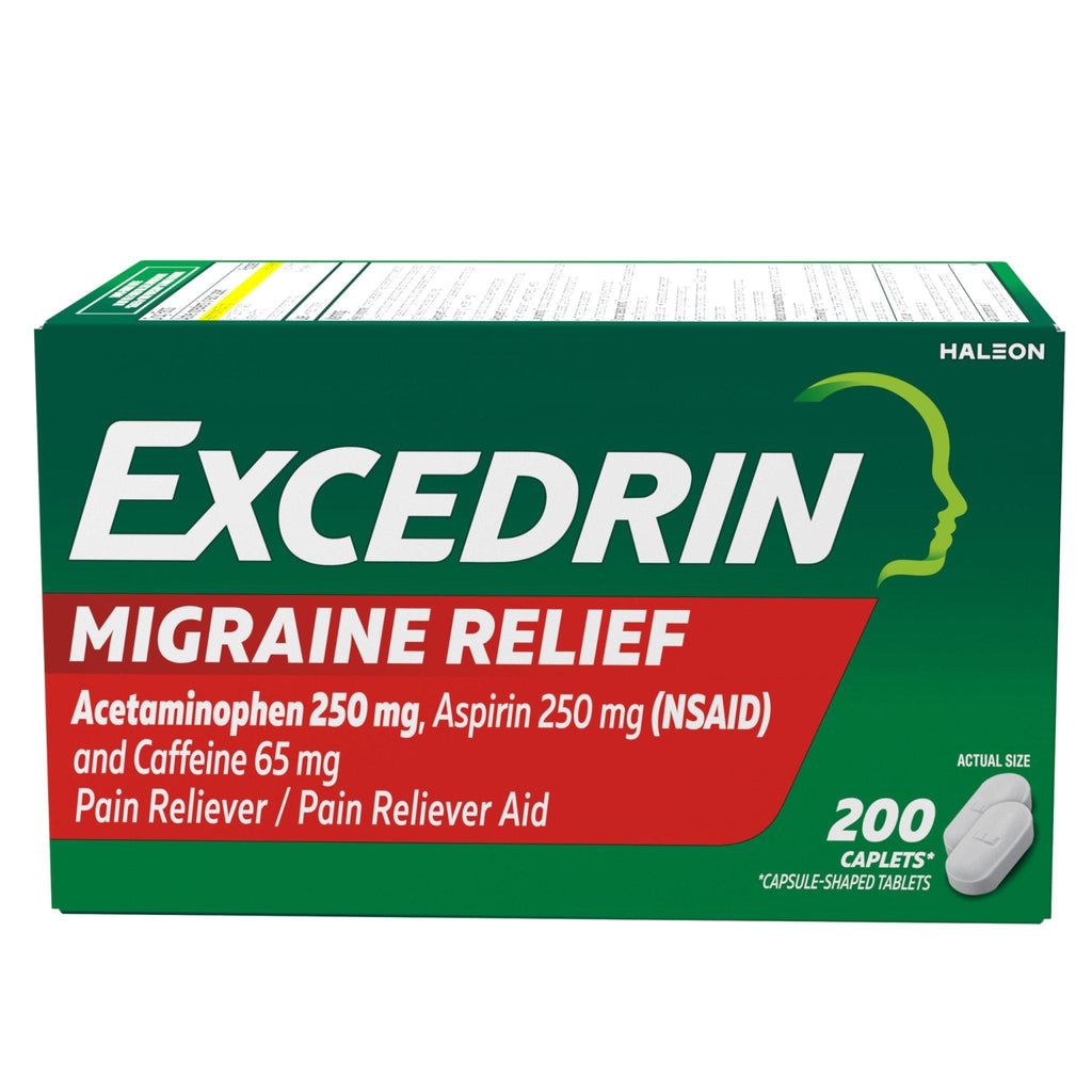 Excedrin Migraine Relief Caplets to Alleviate Migraine Symptoms - 200 Count - Maple Wellness Supplements