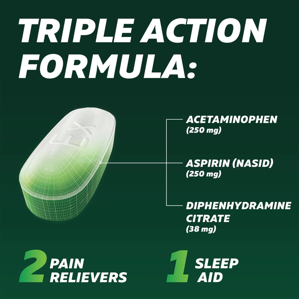 Excedrin PM for Headache Relief, Acetaminophen 250mg, Aspirin 250mg, Diphenhydramine Citrate 38mg, Pain Reliever, Nighttime Sleep-Aid, 24 Count - TrustMedUSA