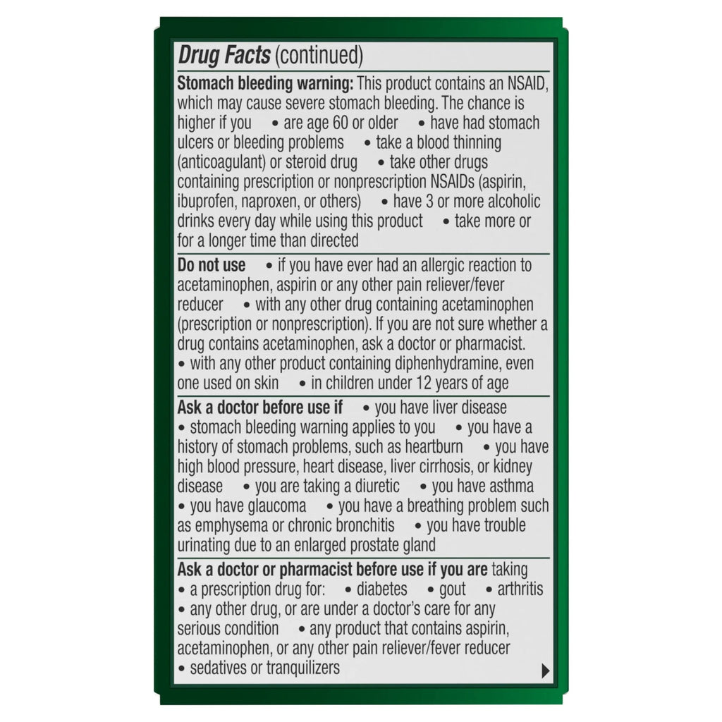 Excedrin PM for Headache Relief, Acetaminophen 250mg, Aspirin 250mg, Diphenhydramine Citrate 38mg, Pain Reliever, Nighttime Sleep-Aid, 24 Count - TrustMedUSA