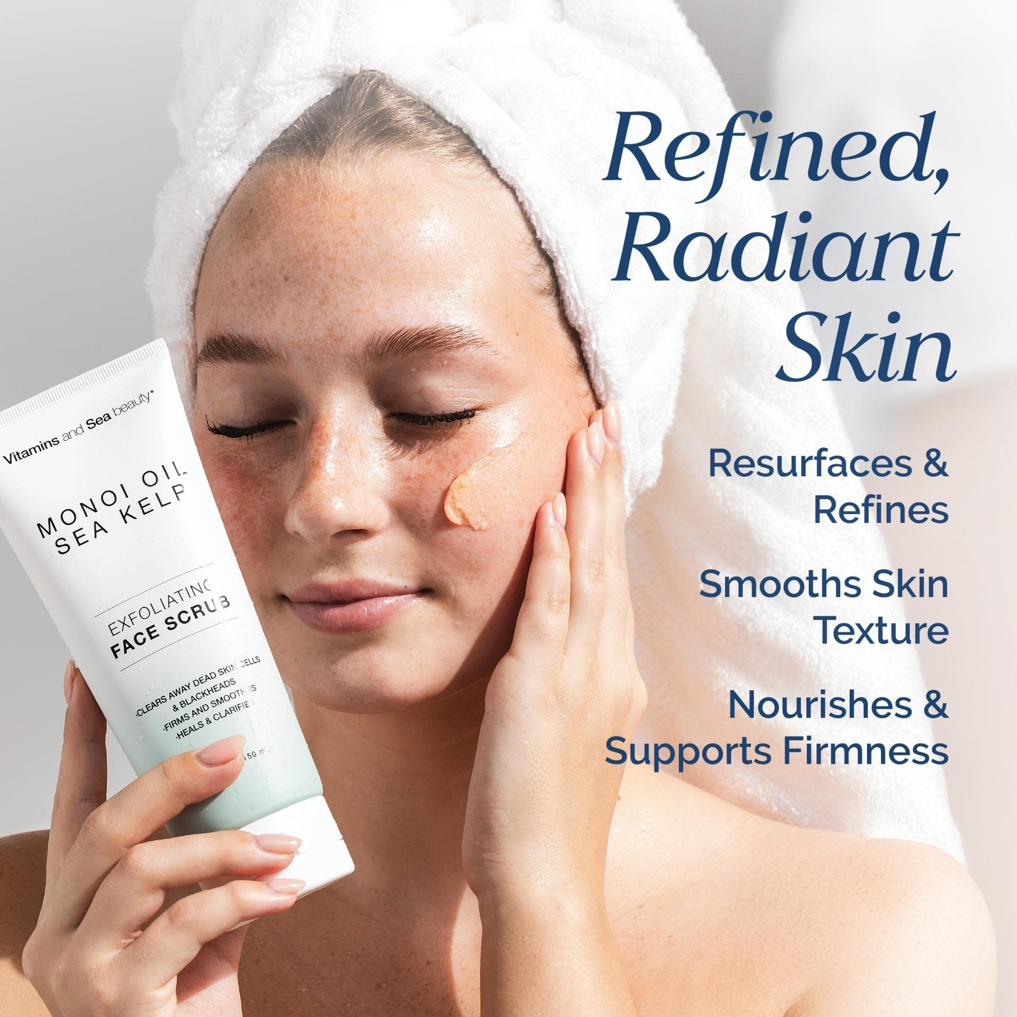 Exfoliating Face Scrub with Monoi Oil & Sea Kelp – Clarifying & Firming Facial Exfoliator with Natural Pumice – Vegan, Paraben-Free, 5.1 fl oz - Maple Wellness Supplements