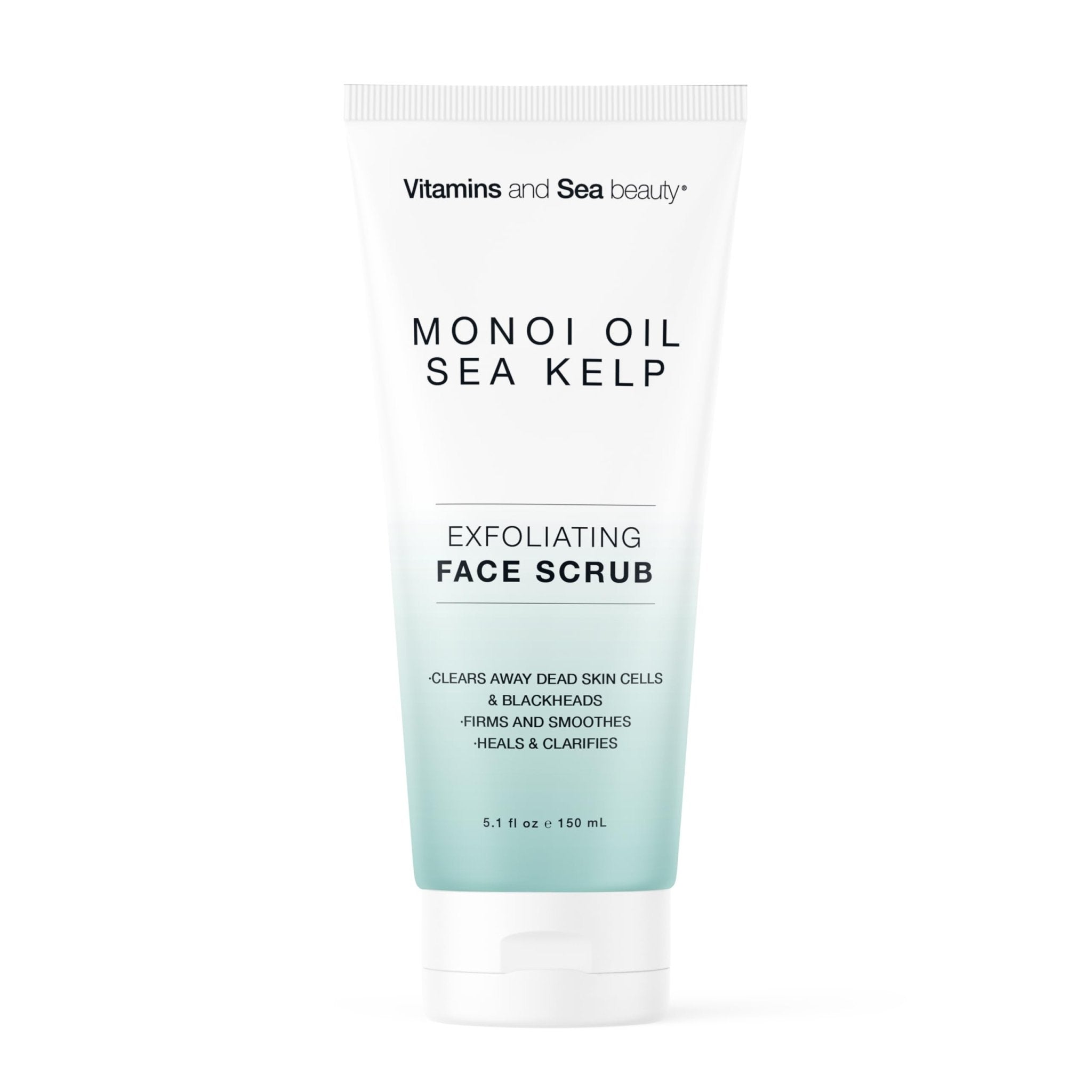Exfoliating Face Scrub with Monoi Oil & Sea Kelp – Clarifying & Firming Facial Exfoliator with Natural Pumice – Vegan, Paraben-Free, 5.1 fl oz - Maple Wellness Supplements