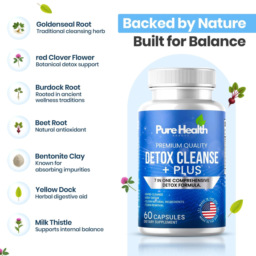 Extra Strength Fast Acting 7-in-ONE Advanced Formula - Full Body Cleanse - Detox & Liver Cleanse - Detox & Liver Repair, All Natural Toxins Remover, Healthy Cleansing Support for Liver (60 Capsule) - TrustMedUSA