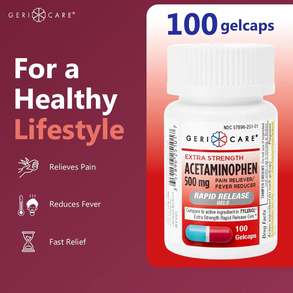 Extra Strength Rapid Release Pain Relief Gelcaps, 100count - TrustMedUSA