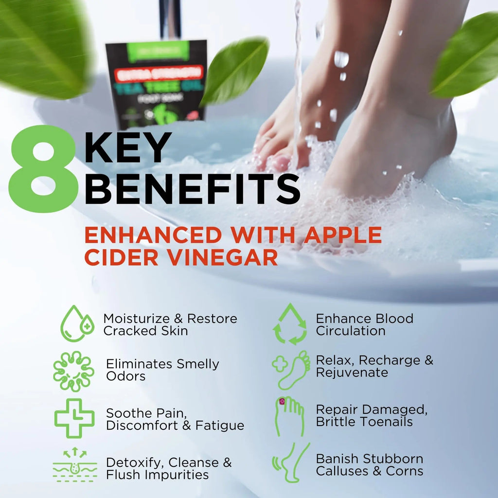 EXTRA STRENGTH Tea Tree Oil Foot Soak with Epsom Salt - Made in USA - for Toenails - TrustMedUSA