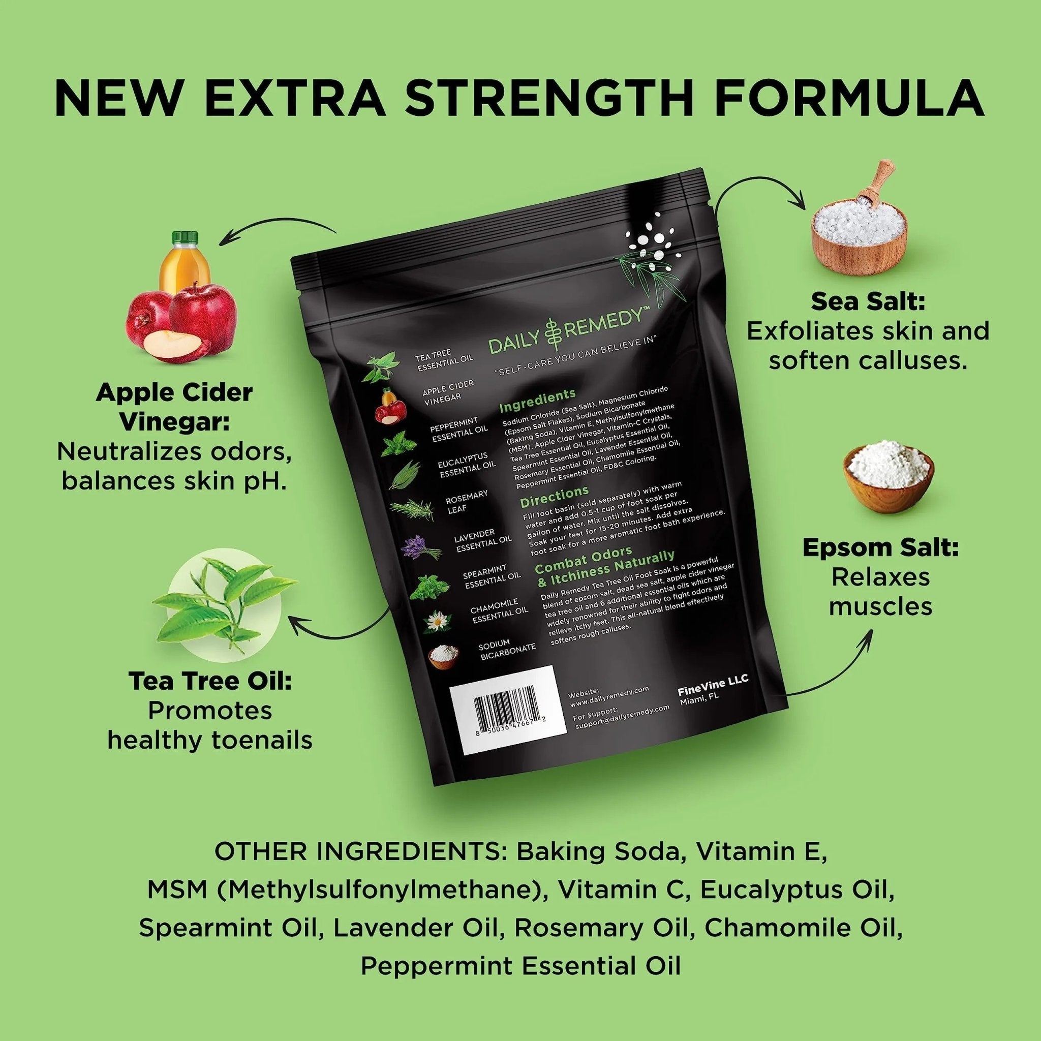 EXTRA STRENGTH Tea Tree Oil Foot Soak with Epsom Salt - Made in USA - for Toenails - TrustMedUSA
