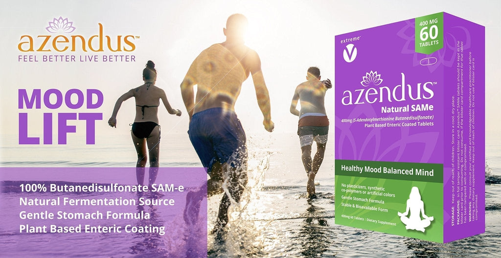extreme V Azendus SAM-e Mood Support 400mg, 60 Count, Same Butanedisulfonate Fiber Enteric Coated Tablets - Maple Wellness Supplements