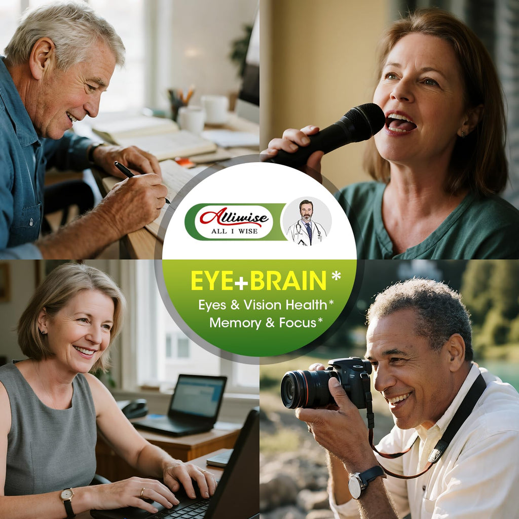 Eye + Brain Supplements for Memory and Focus, Lutein 40mg, Zeaxanthin, Astaxanthin, Bilberry, Lion’s Mane, Bacopa Monnieri, Ginkgo Biloba, 14 in 1 Eye Vitamins for Adults & Seniors 120 Capsules - TrustMedUSA