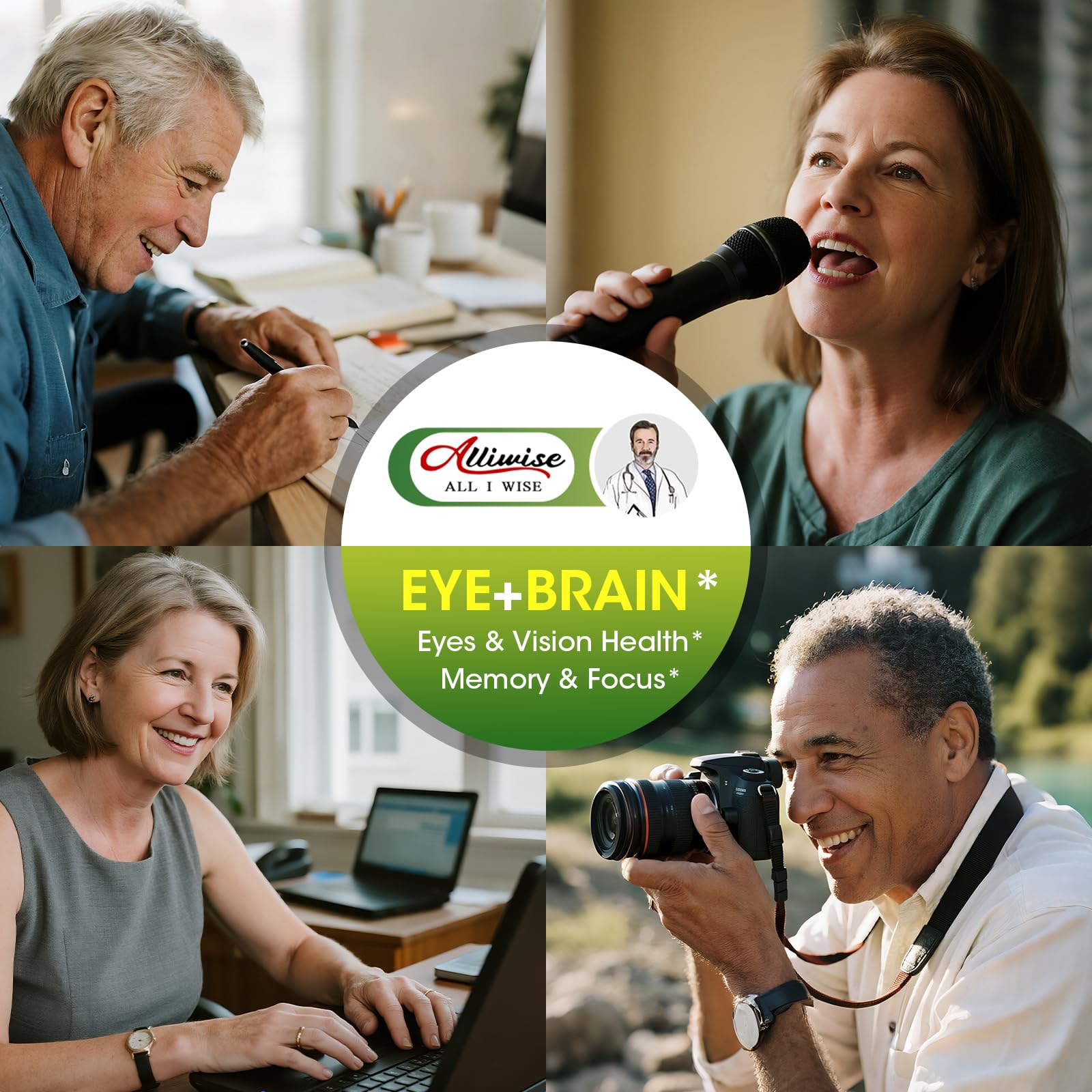 Eye + Brain Supplements for Memory and Focus, Lutein 40mg, Zeaxanthin, Astaxanthin, Bilberry, Lion’s Mane, Bacopa Monnieri, Ginkgo Biloba, 14 in 1 Eye Vitamins for Adults & Seniors 120 Capsules - TrustMedUSA