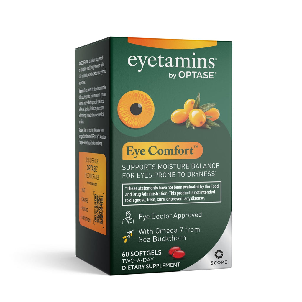 eyetamins® by OPTASE® Eye Comfort™ - 60 Softgels - Eye Doctor Recommended - an Omega-Based Eye Supplement formulated to Support Moisture Balance and Eye Comfort from Within. Plant Based Soft gels. - TrustMedUSA
