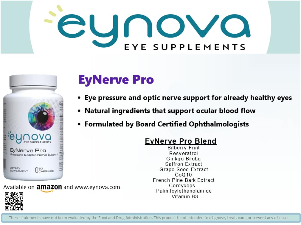 Eynova Eye Supplements - EyNerve Pro - Pressure and Optic Nerve Support - TrustMedUSA