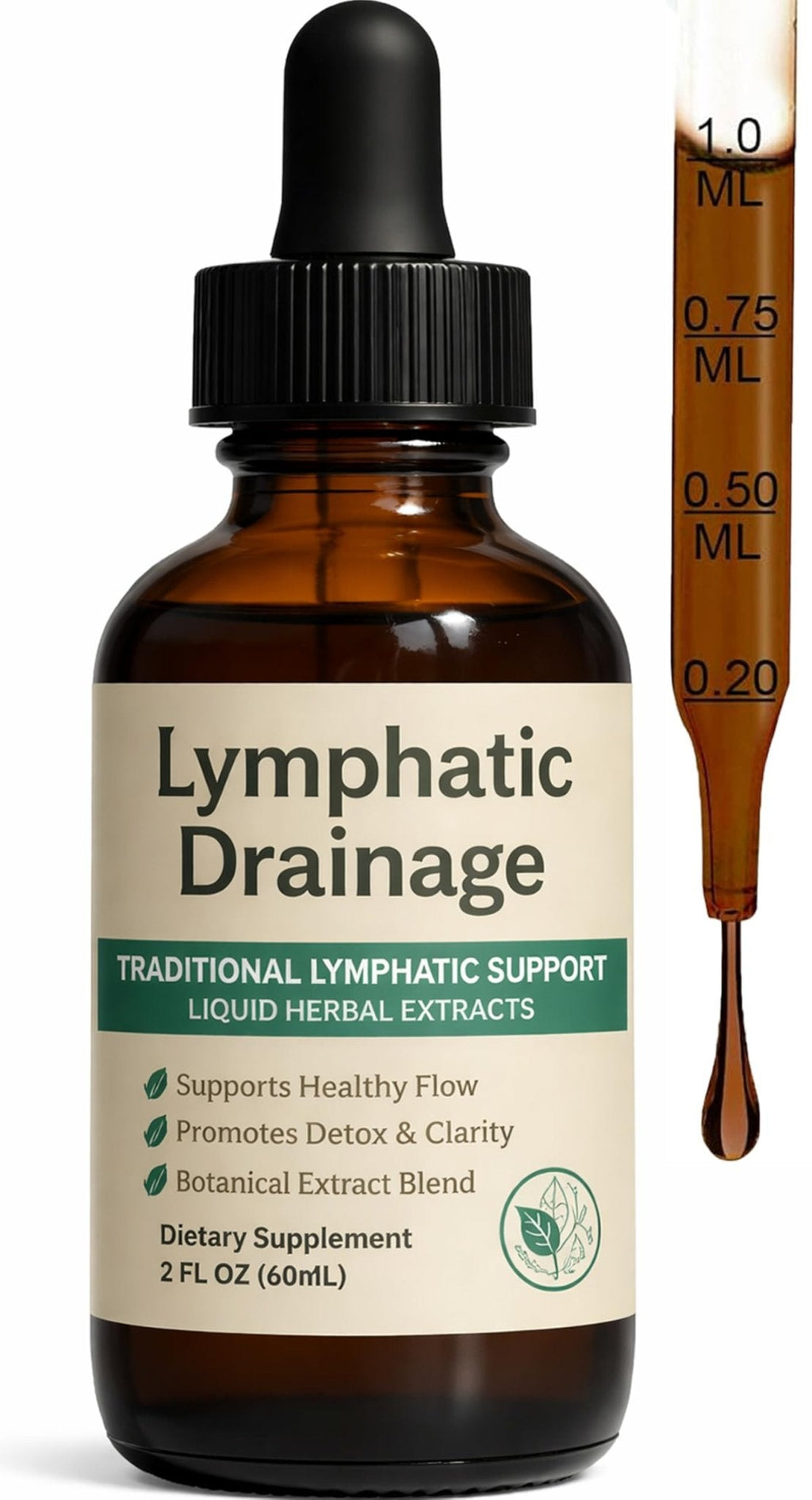 EYUTRD Lymphatic Drainage Drops,1200mg Herbal Blend with Elderberry & Echinacea Dandelion，– Supports Lymphatic Drainage, Immune System & Detox.2 fl.oz (1pcs) - Maple Wellness Supplements