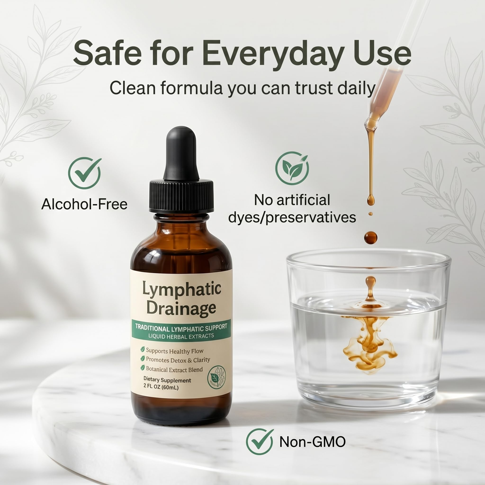 EYUTRD Lymphatic Drainage Drops,1200mg Herbal Blend with Elderberry & Echinacea Dandelion，– Supports Lymphatic Drainage, Immune System & Detox.2 fl.oz (1pcs) - Maple Wellness Supplements