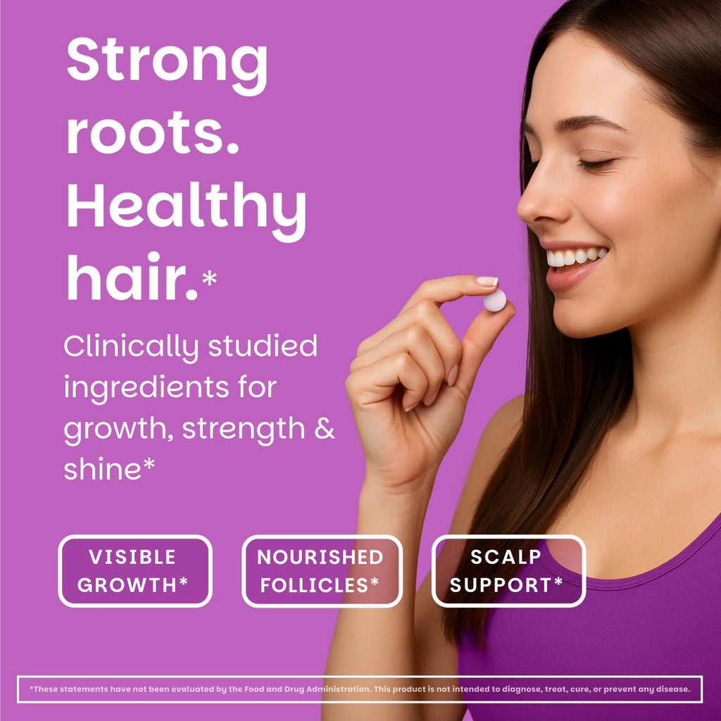 EZ Melts Hair Health Complete - Hair Supplement to Support Strength & Growth - Includes AnaGain Nu, Biotin, Apigenin, Bambo Silica & More - 60 Sublingual Tablets (30 Servings) - TrustMedUSA
