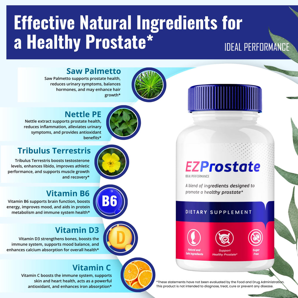 EZ Prostate Capsules, EZ Prostate Pills - Official EZ Prostate Supplement Pills - Maximum Strength Advanced All Natural Formula, EZProstate Health Men Pastillas Reviews (2 Pack) - TrustMedUSA