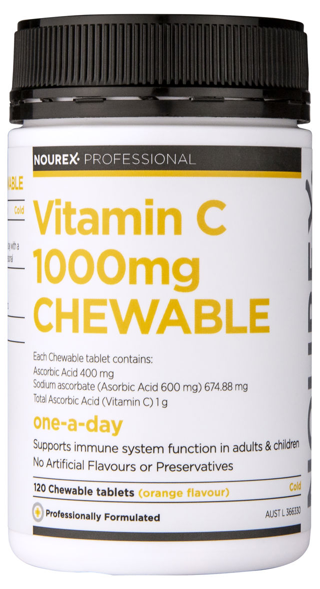 Nourex Professional Vitamin C 1000mg - 120 chewable tablets Gosupps AU Au supplements
