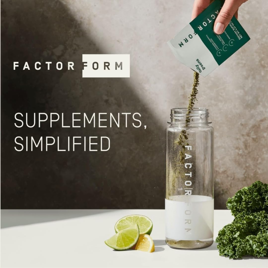 FACTOR FORM Daily Greens Superfood Powder | 5 Functional Blends for Gut Health, Energy & Immunity | Prebiotics, Probiotics, Adaptogens, B Vitamins (7 Servings, Individual Packets) - TrustMedUSA