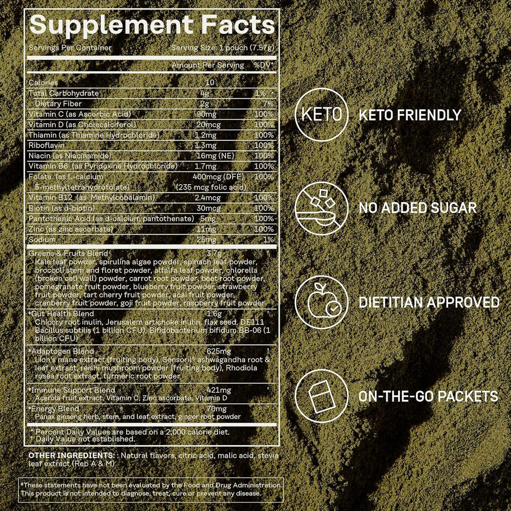 FACTOR FORM Daily Greens Superfood Powder | 5 Functional Blends for Gut Health, Energy & Immunity | Prebiotics, Probiotics, Adaptogens, B Vitamins (7 Servings, Individual Packets) - TrustMedUSA