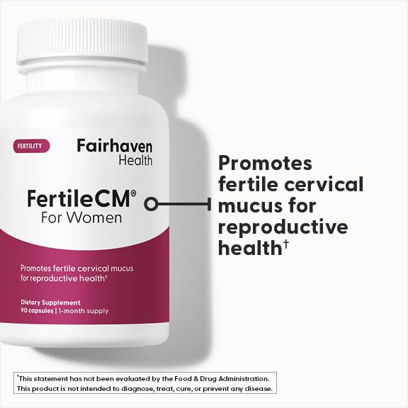 Fairhaven Health FertileCM Fertility Supplement for Women, Capsules - Fertile Cervical Mucus, Ovulation Cycle, Includes L-Arginine, N-Acetyl-Cysteine, Grape Seed Extract and Vitamin C - 90 Capsules - TrustMedUSA