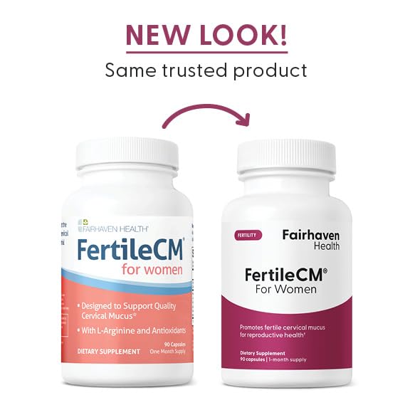 Fairhaven Health FertileCM Fertility Supplement for Women, Capsules - Fertile Cervical Mucus, Ovulation Cycle, Includes L-Arginine, N-Acetyl-Cysteine, Grape Seed Extract and Vitamin C - 90 Capsules - TrustMedUSA