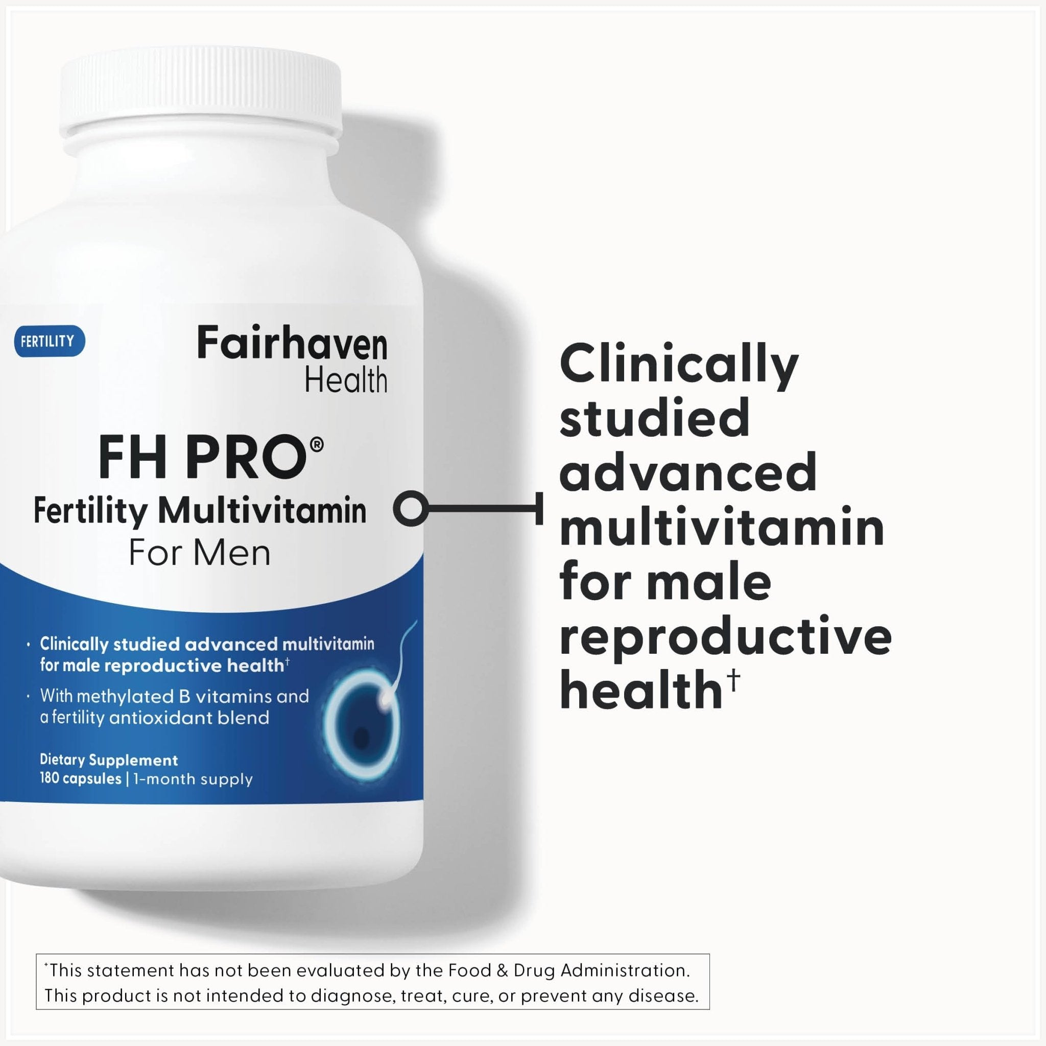 Fairhaven Health FH Pro for Men | Clinically Studied Premium Prenatal Fertility Supplements for Men | Male Fertility Supplements | Count and Motility Support Pre-Conception for Him | 180 Capsules - TrustMedUSA