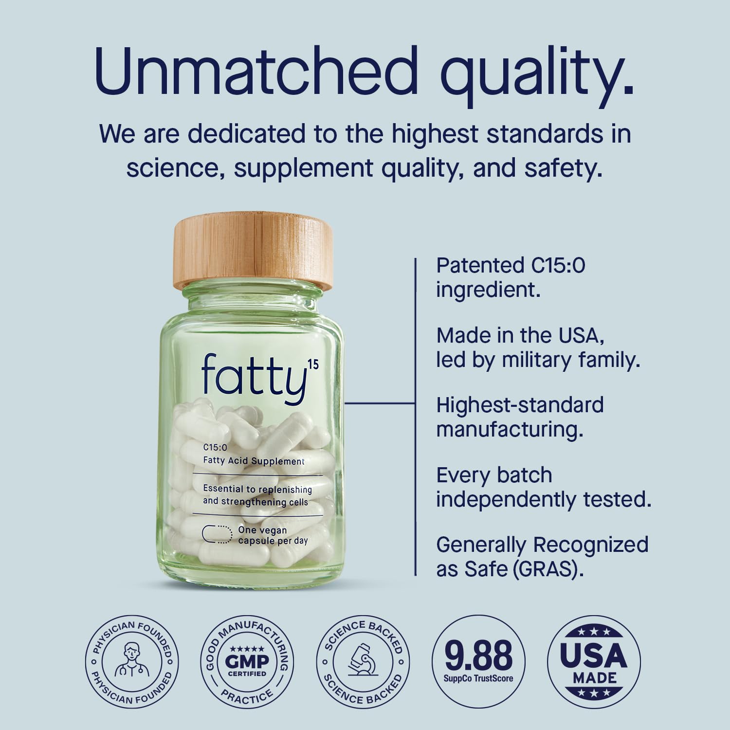 Fatty15 C15:0 Pentadecanoic Acid Supplement The Longevity Nutrient - 90 Vegan Capsules - 3X Cellular Benefits of Fish Oil EPA Omega 3 Supplements - Liver Support & Mitochondrial Health - Maple Wellness Supplements