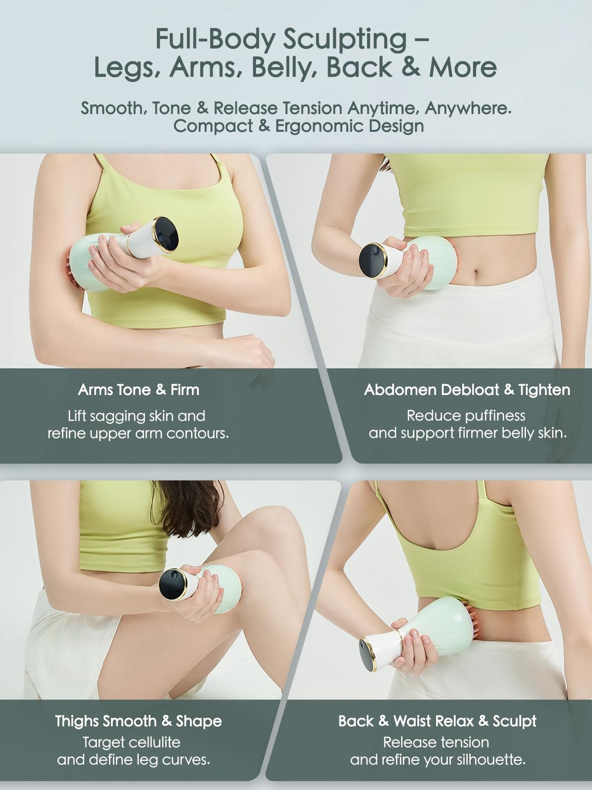 FEEJOY Lymphatic Drainage Massager & Massage Tool with Cellulite Oil, Body Sculpting Machine & Fascia Blaster for Cellulite with Microcurrent, Light, Heat & Vibration, for Legs, Arms & Belly - Maple Wellness Supplements