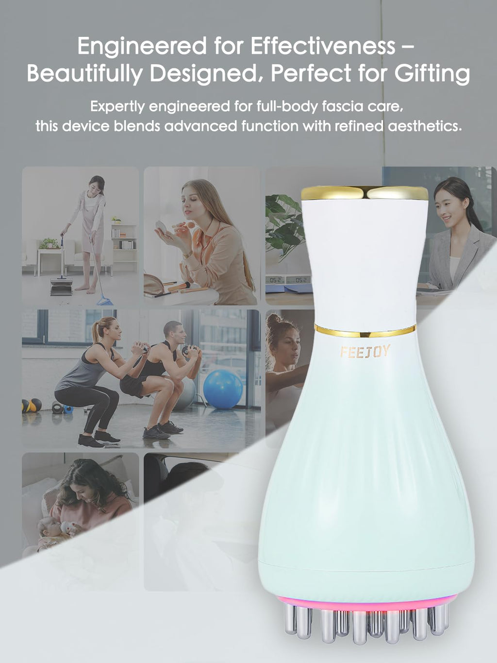 FEEJOY Lymphatic Drainage Massager & Massage Tool with Cellulite Oil, Body Sculpting Machine & Fascia Blaster for Cellulite with Microcurrent, Light, Heat & Vibration, for Legs, Arms & Belly - Maple Wellness Supplements