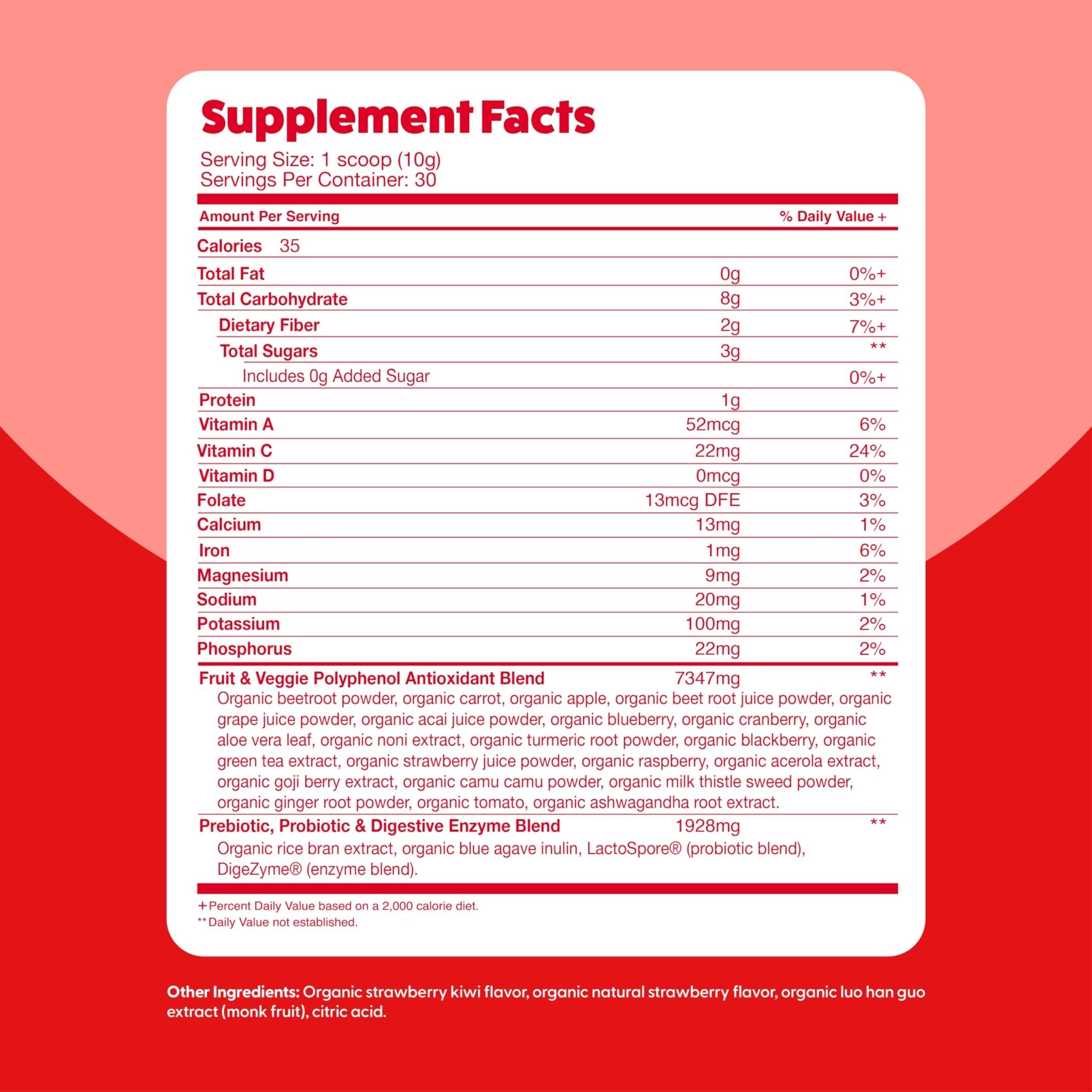 Feel Great Organic Superfood Reds Powder Packed with Beet Root Powder | Digestive Support Including Bloating Relief | Fruit and Veggie Polyphenols Supplement. - TrustMedUSA